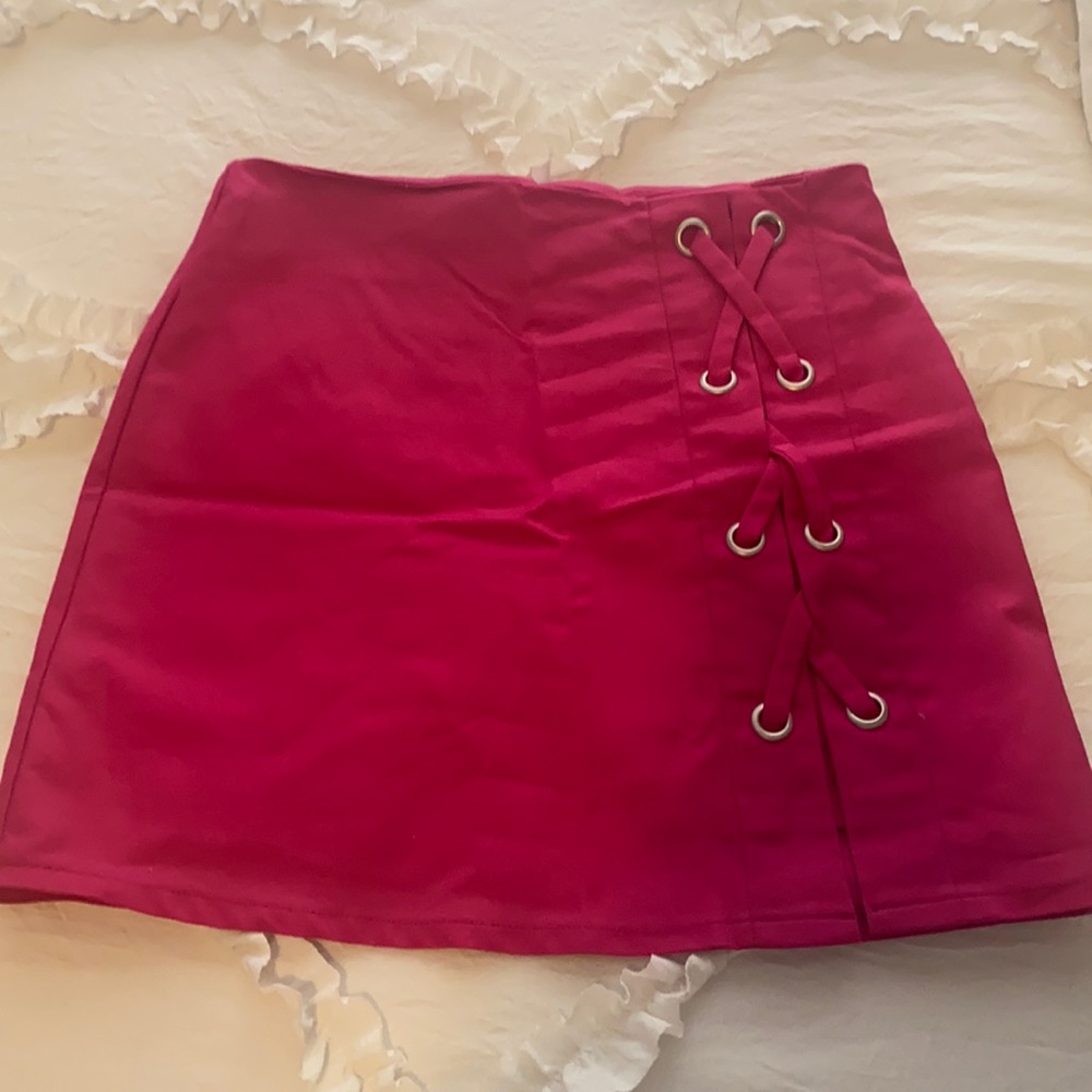 Hot pink mini skirt